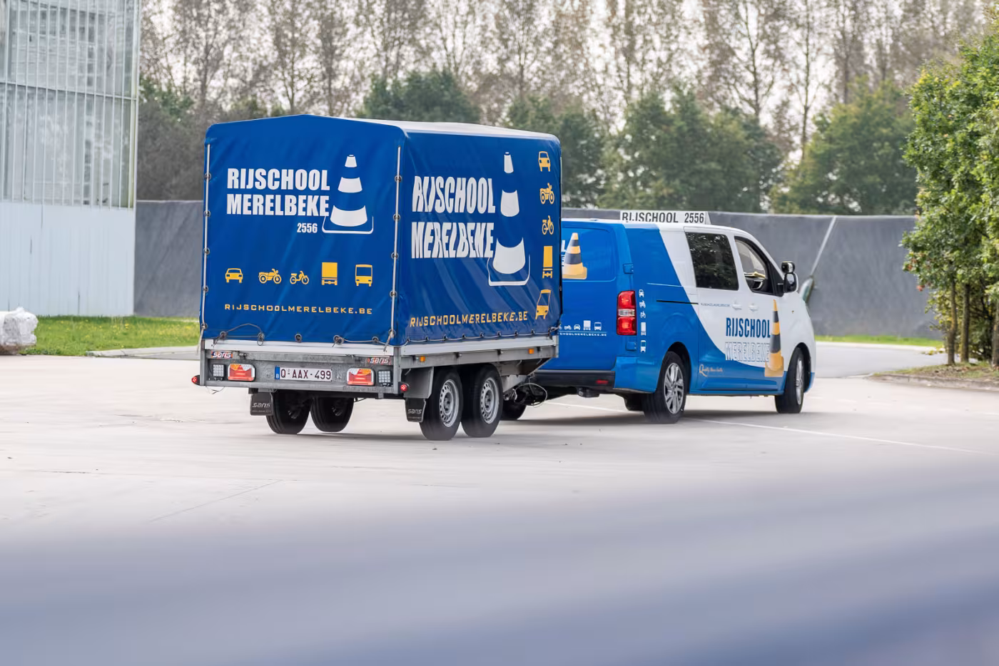 Rijschool Merelbeke aanhangwagen
